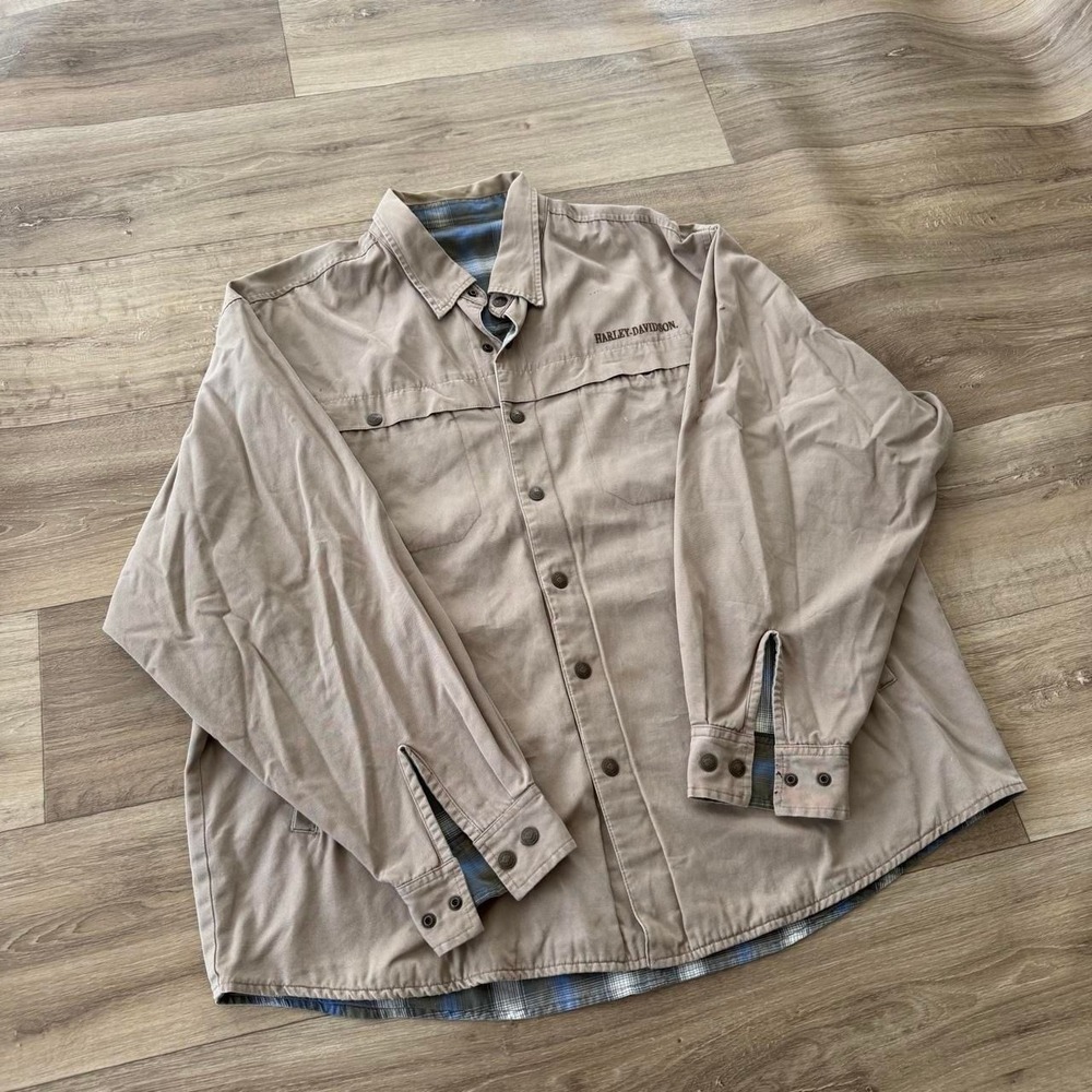 Harley Davidson tan & cream button-up jacket